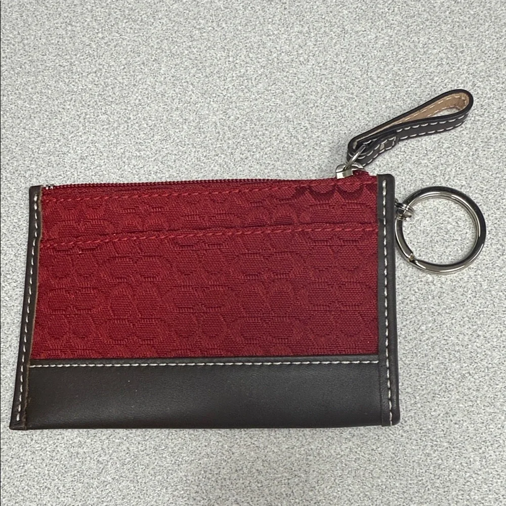 Coach Mini C Jacquard Signature Collection Keyring Wallet
